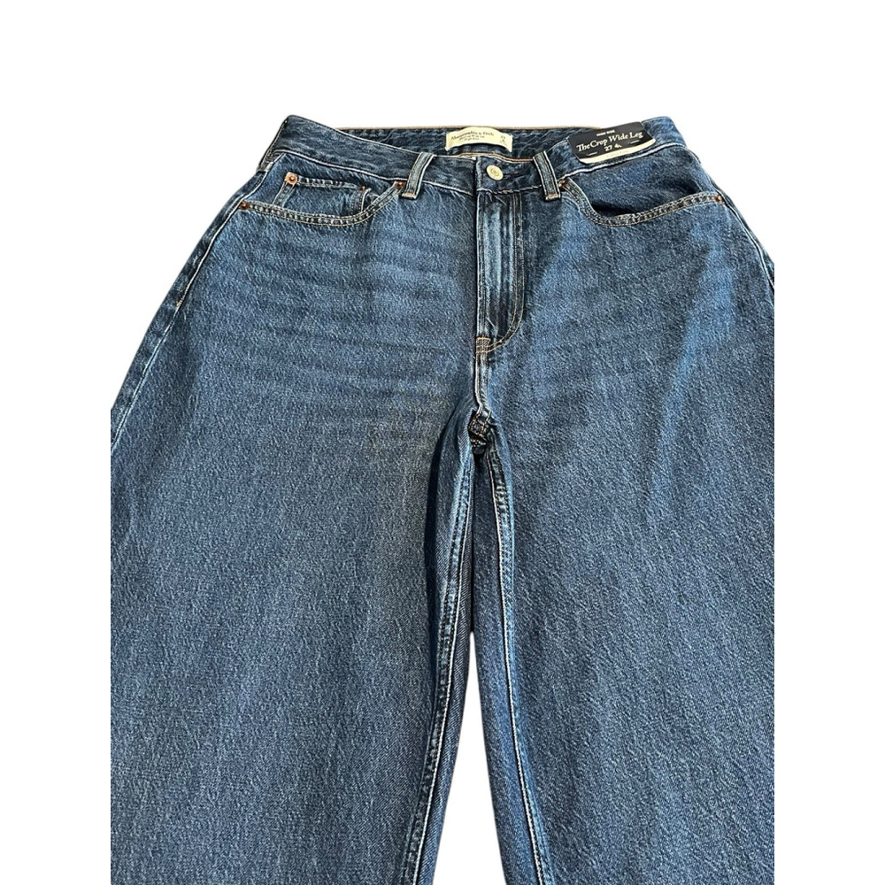Abercrombie & Finch Wide Leg Jeans Womens 27 Curve Love High Rise Cropped NWT - Picture 3 of 12